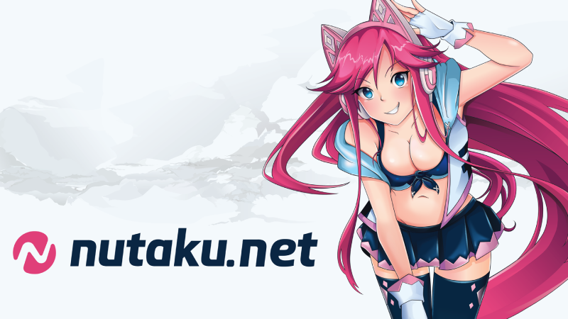 Nutaku-tan 身着经典服装并带有 Nutaku 标志的图片